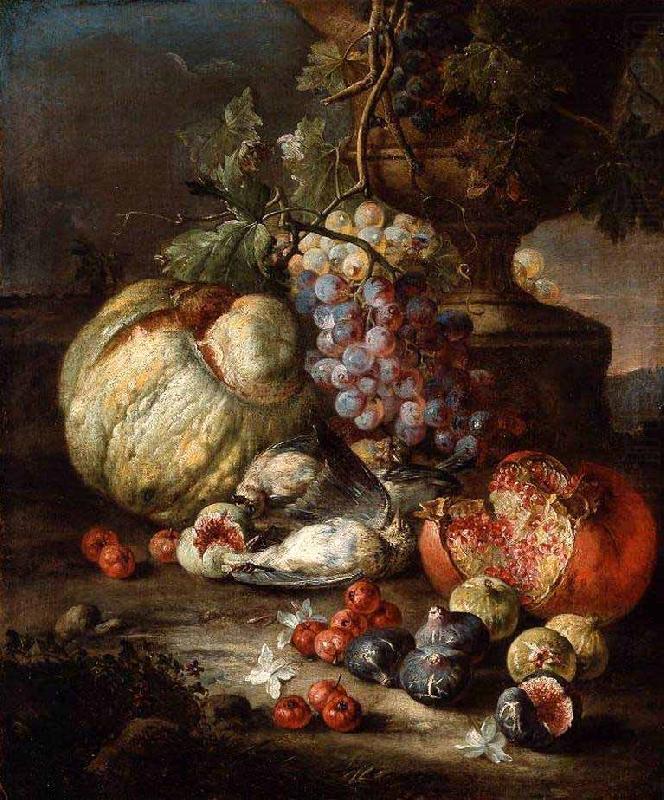 Still Life with Fruit and Dead Birds in a Landscape, RUOPPOLO, Giovanni Battista